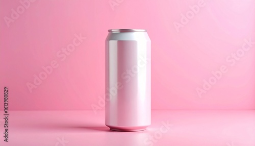 Clean front-view mockup of canned soda with bold minimal label design on solid color background, bright lighting, modern-retro fusion aesthetic, perfect for product launch or soft drink brand campaign