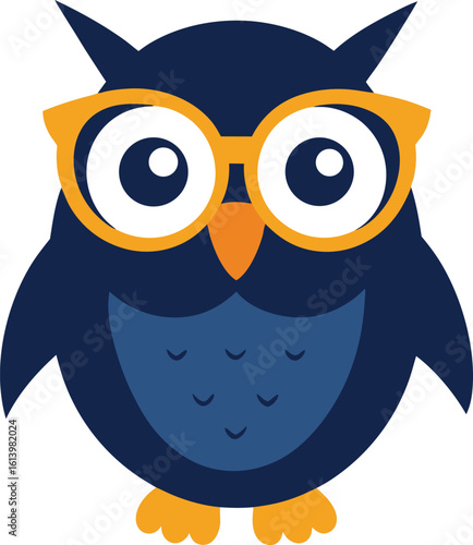 owl with glasses vector illustration on transparent background