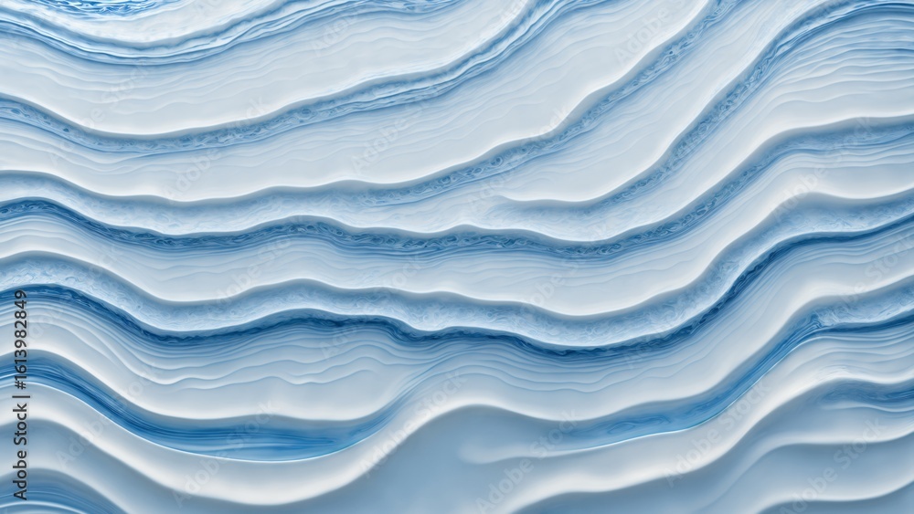 Obraz premium Layered Blue Abstract Waves with Soft Gradients