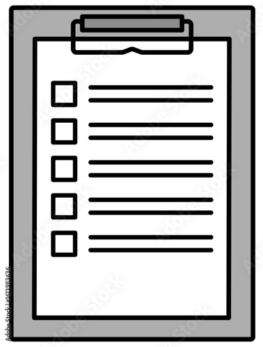 アンケートのチェックリスト、バインダーのイラスト白黒