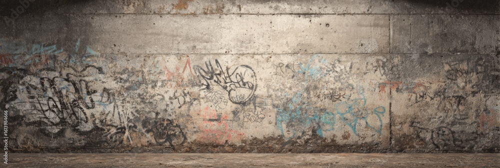 Fototapeta premium Urban Art Wall With Realistic Graffiti Showcasing Grunge Textures Ideal for Creative Messages and Vibrant Expressions in an Urban Setting