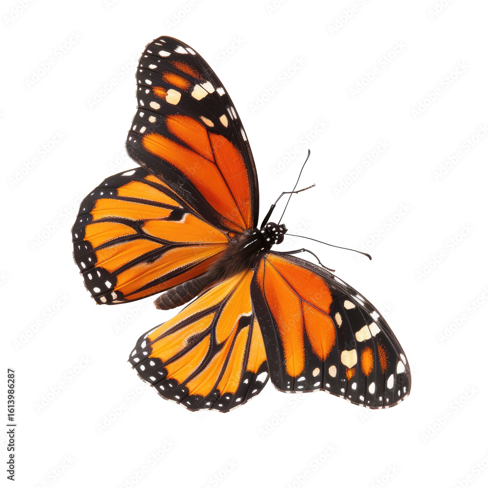 Fototapeta premium Monarch butterfly, wings outstretched, orange and black