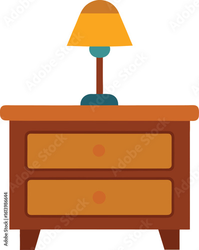 nightstand with lamp vector illustration on transparent background
