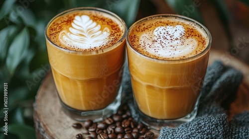 Two Delicious Latte Art Coffee Drinks