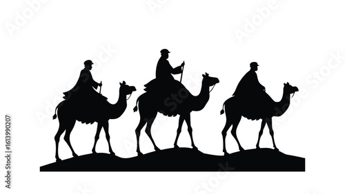 camels in the desert-- silhouette vector
