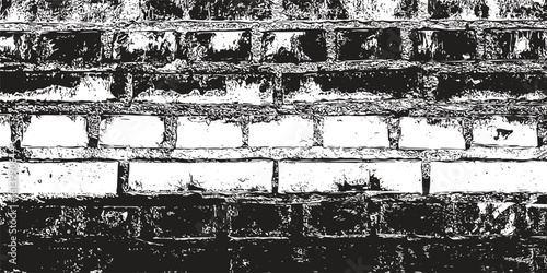 Distressed Black and White Brick Wall Texture with Rough Surface and Ink-Like Grain – Perfect for Grunge Flyers, Music Posters, and Editorial Design Projects