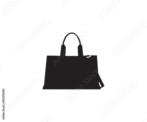 Stylish Black Tote Bag Silhouette with Shoulder Strap and Sturdy Handles