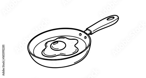 Fried egg cooking breakfast in a pan illustration for culinary design and food related projects vector art