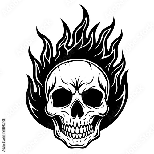 Skull with Fire Vector Art for Gothic and Horror Themes