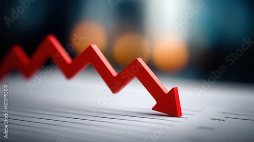 A red arrow pointing down on a piece of paper