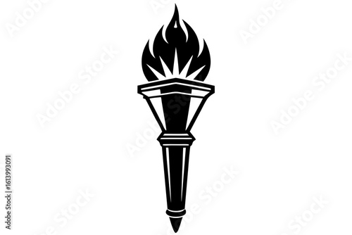 Traditional Torch with Burning Flame Vector Illustration