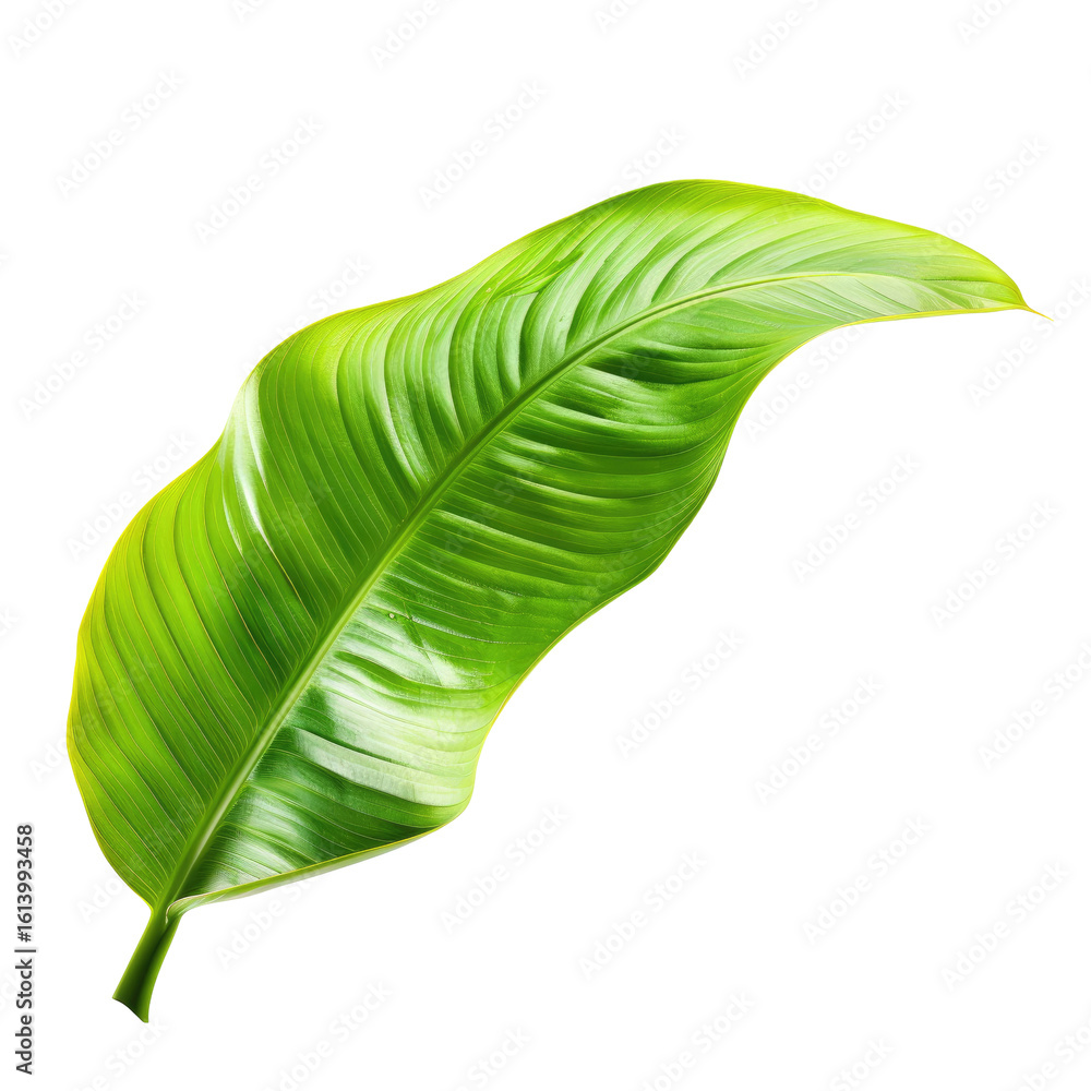 Fototapeta premium Vibrant tropical leaf, with light and dark green stripes