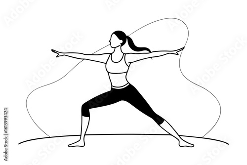 Yoga Pose Silhouette of Woman in Meditation Vector Art