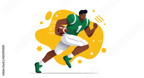 Dynamic Football Player Running with Ball