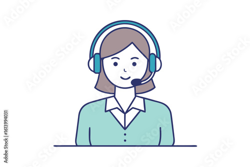 Call Center Female Representative Vector Drawing