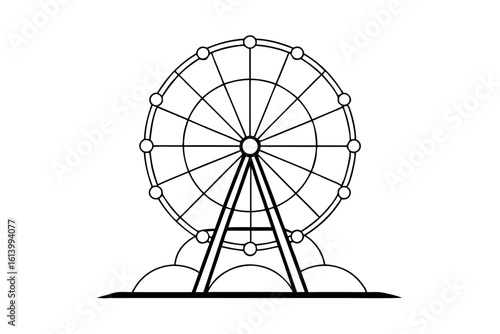 Fairground Ferris Wheel Icon in Minimal Vector Style