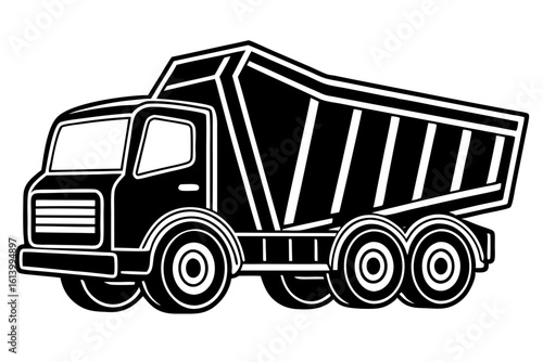 Outline Drawing of Construction Dump Truck Vector Design