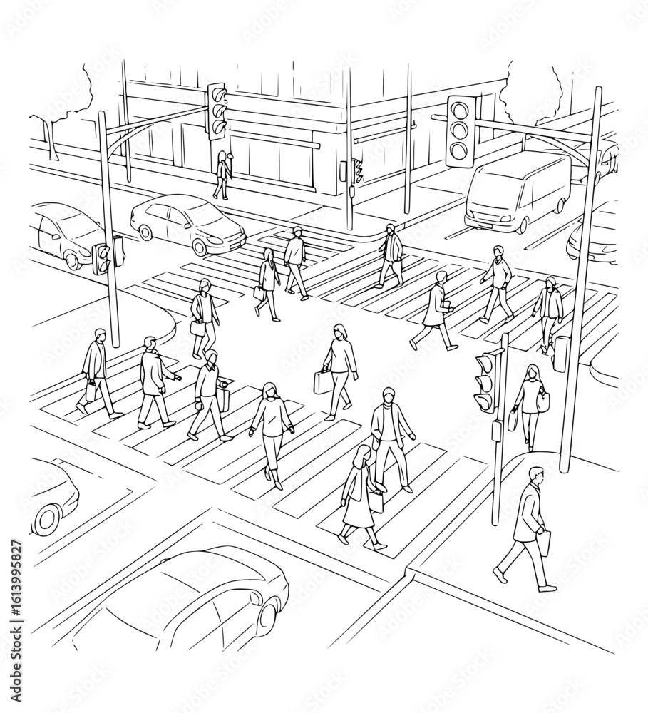 Obraz premium Crossing at Rush Hour