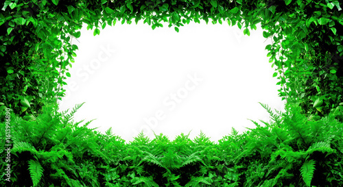 Wallpaper Mural Lush green foliage border framing a central black space isolated on transparent background Torontodigital.ca