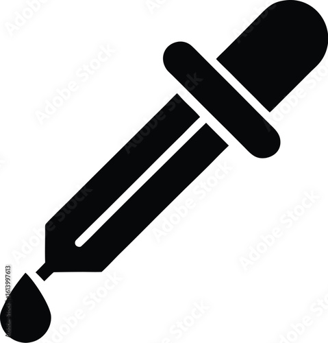 Dropper icon silhouette, medical tool line art, liquid dispenser vector, minimal outline drawing, lab equipment illustration