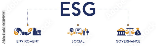 ESG website icons vector concept illustrated with an icons of Environment, Social, Governance, earth, strategy, sustainable, energy, global responsibility, resource, economy, society, corporate.