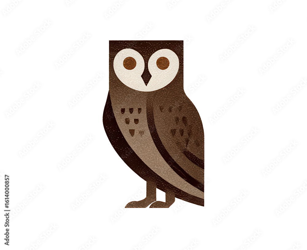 Obraz premium Illustration of a brown owl standing on a transparent background, showcasing its distinctive features and textured plumage with detailed vector design