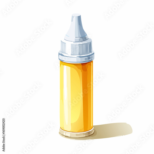 Small plastic dropper bottle with a white nozzle cap, filled with a vibrant yellow liquid.
