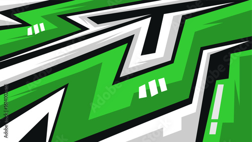 green dynamic sports background with sharp zigzag line shapes