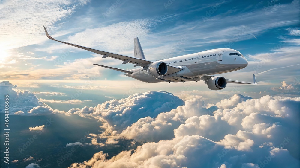 Obraz premium Passenger Jet Experiencing Mid-Air Turbulence