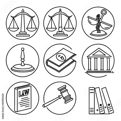 Legal Icons Collection Justice Law and Order Symbols.