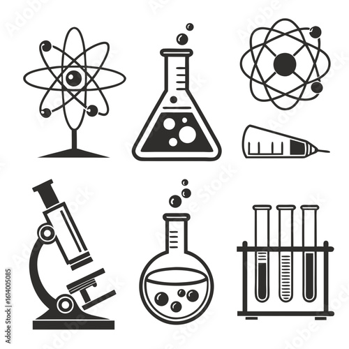 Scientific Laboratory Equipment Icons Collection.