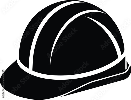 Hard hat silhouette, safety helmet line art, construction gear vector, minimal workwear icon, protective equipment drawing