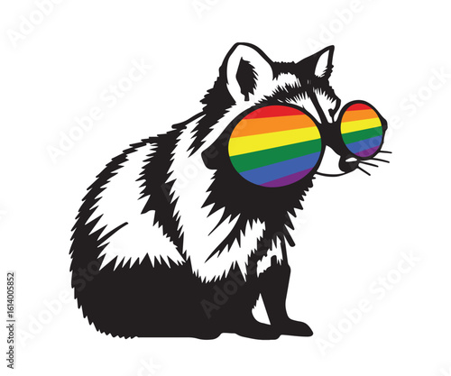 Raccoon with LGBT glasses