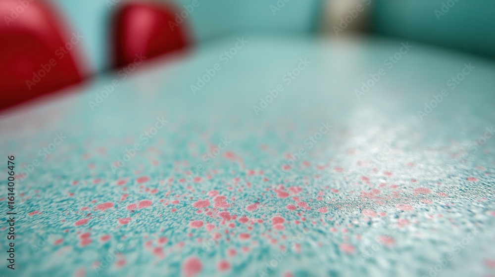 Fototapeta premium Colorful Textured Table Surface with Red Chairs