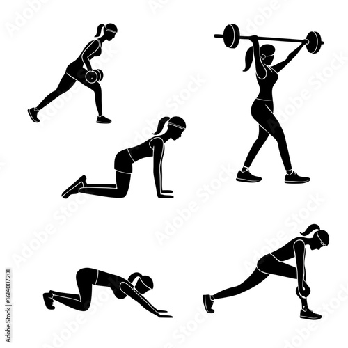 Woman Fitness Silhouette Workout Collection.
