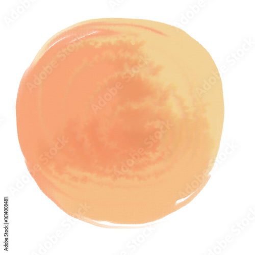 Orange Watercolor Circle with Textured Stain