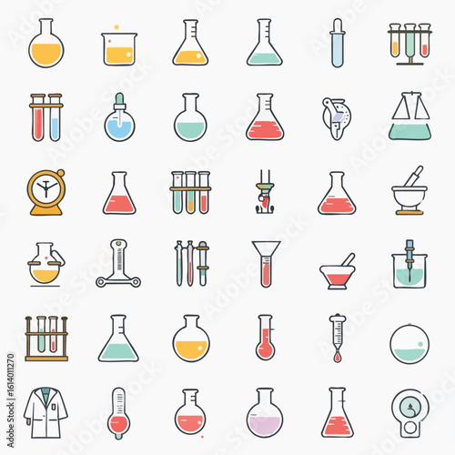 Collection of Laboratory Equipment Icons.