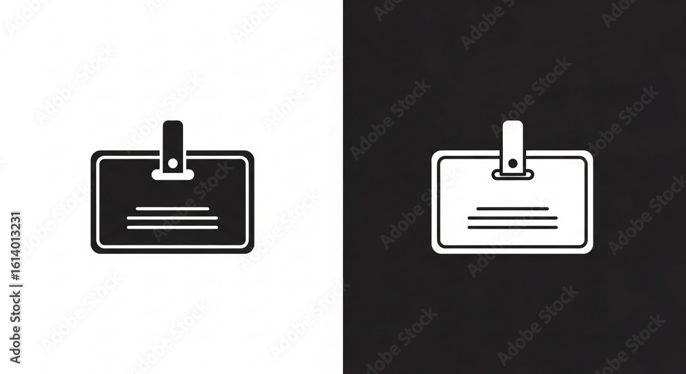 Fototapeta premium Simple Black and White ID Badge Icon.