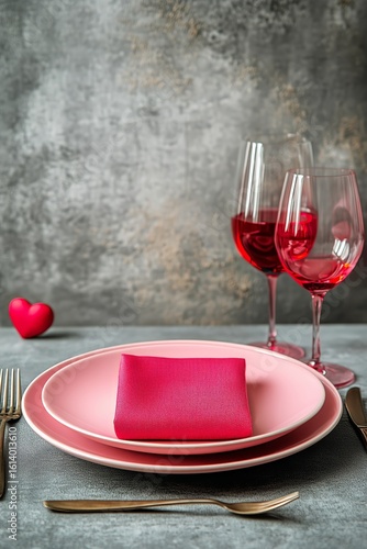 Romantic Dinner Setting With Pink Plate and Red Flowers for Special Occasion ...