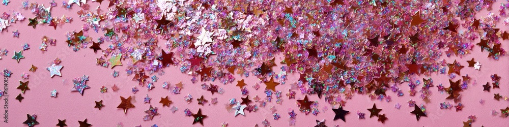 Shimmering Star Confetti on Soft Pink Surface: Festive Backdrop for Celebrations and Special Occasions Shimmering Star Confetti on Soft Pink Surface: Festive Backdrop for Celebrations and Special Occasions
