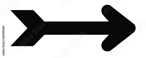 Right-pointing black arrow with sharp triangular head and angular tail — minimal vector symbol for navigation, movement, and progress themes
