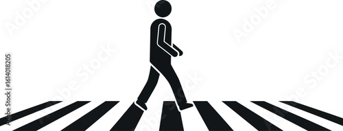 Pedestrian crossing sign walking man zebra crossing safety awareness icon
