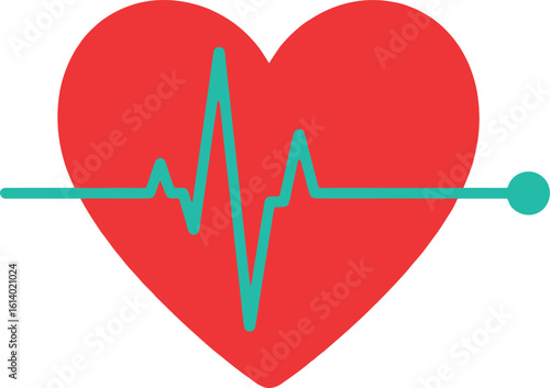 Heart health vector illustration with ekg line for medical design and concepts