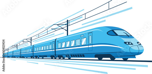 Blue high speed train vector illustration rapid transit railway transportation