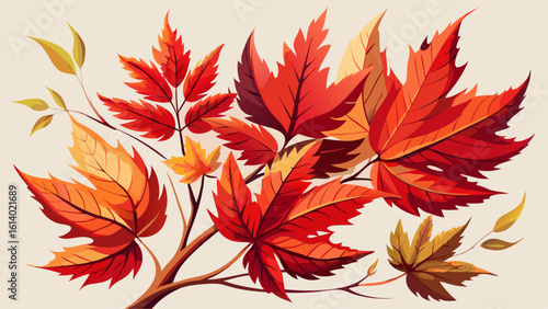With crimson autumn foliage on a plain white backdrop, simplicity meets beauty. Semi-realistic shading and soft edges bring a graceful balance, capturing nature’s fiery elegance in a clean, artistic s