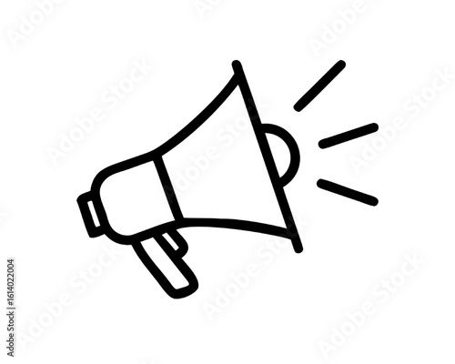 Announcements Megaphone Icon Simple Line Art Graphic Representing Communication and Information Dissemination