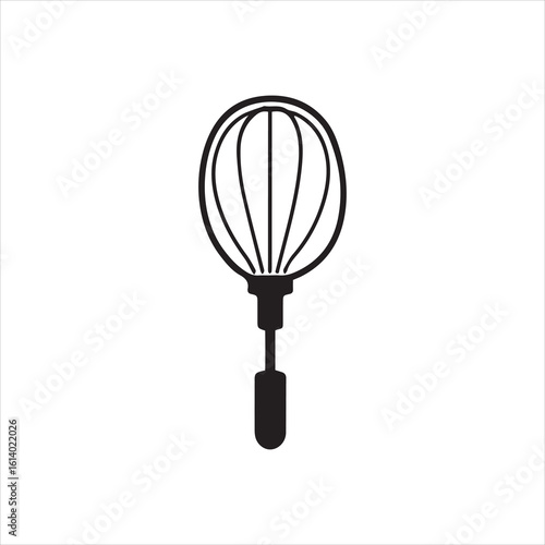 Black silhouette of a classic egg beater or whisk kitchen tool icon