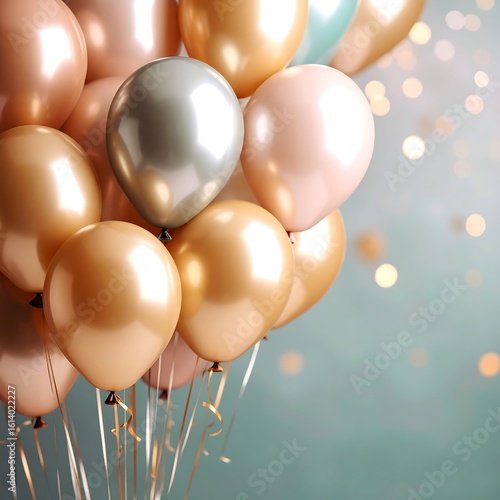 Metallic balloons in pastel colors