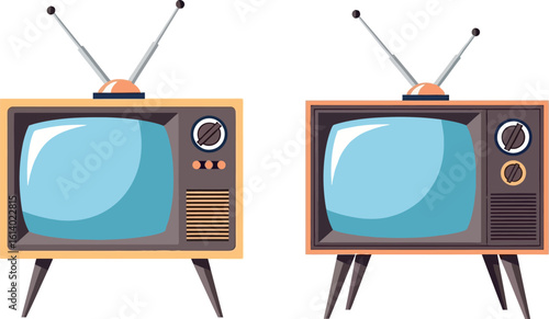 Retro television vintage tv set antenna old fashioned television vector graphic