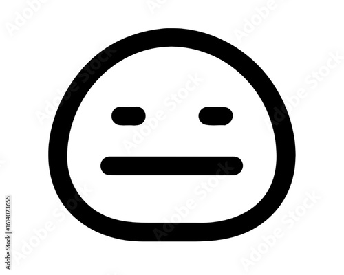 Minimalist chill face with a neutral expression. Simple black line icon for calm moods and feelings.